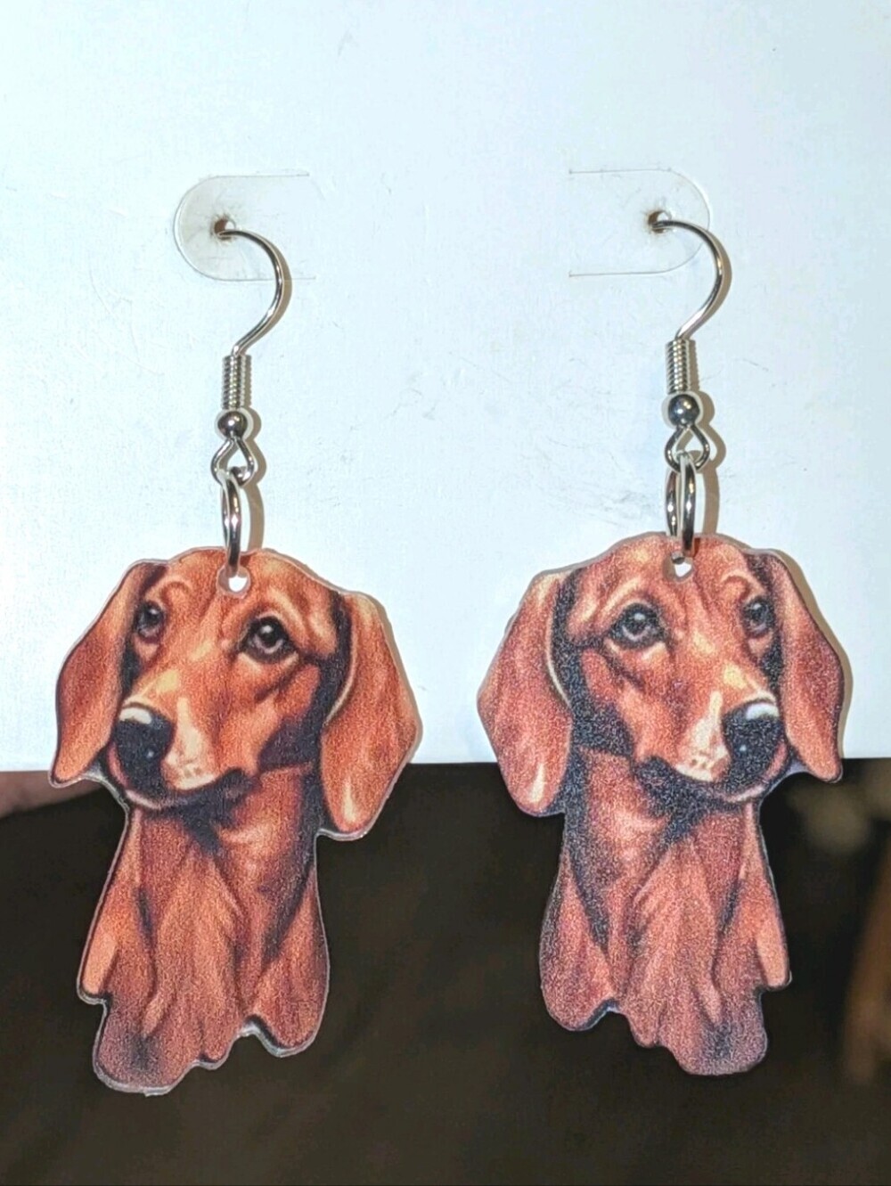 Hand Crafted Brown Dachshund Dog Earrings - Pet Lover Jewelry
